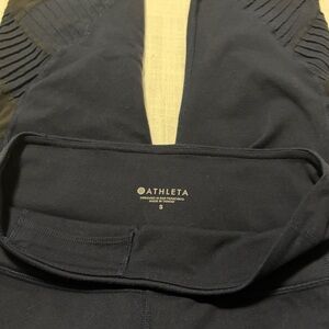 Athleta Leggings Womens S, Black blue Capri High Rise Mesh Pintuck 211133